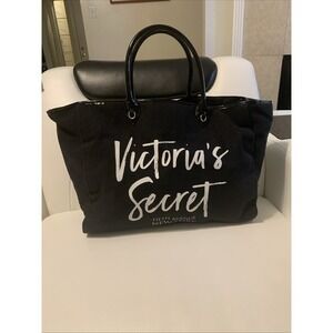 Victoria's Secret Canvas Tote Bag Black White City New York preowned